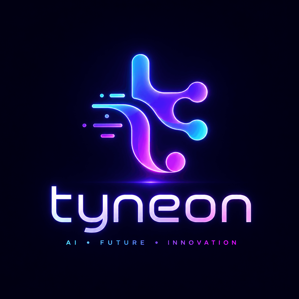Tyneon neon brand identity with AI future innovation tagline